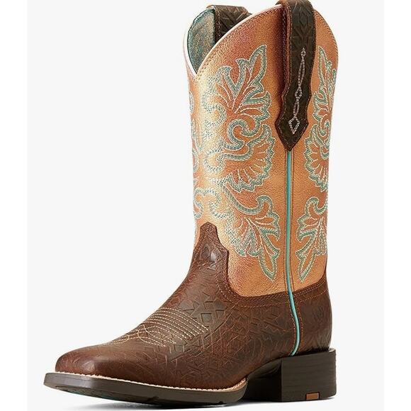 Ariat Round Up Wide Square Toe StretchFit Cowboy Boots Size 11B Copper Glow NEW